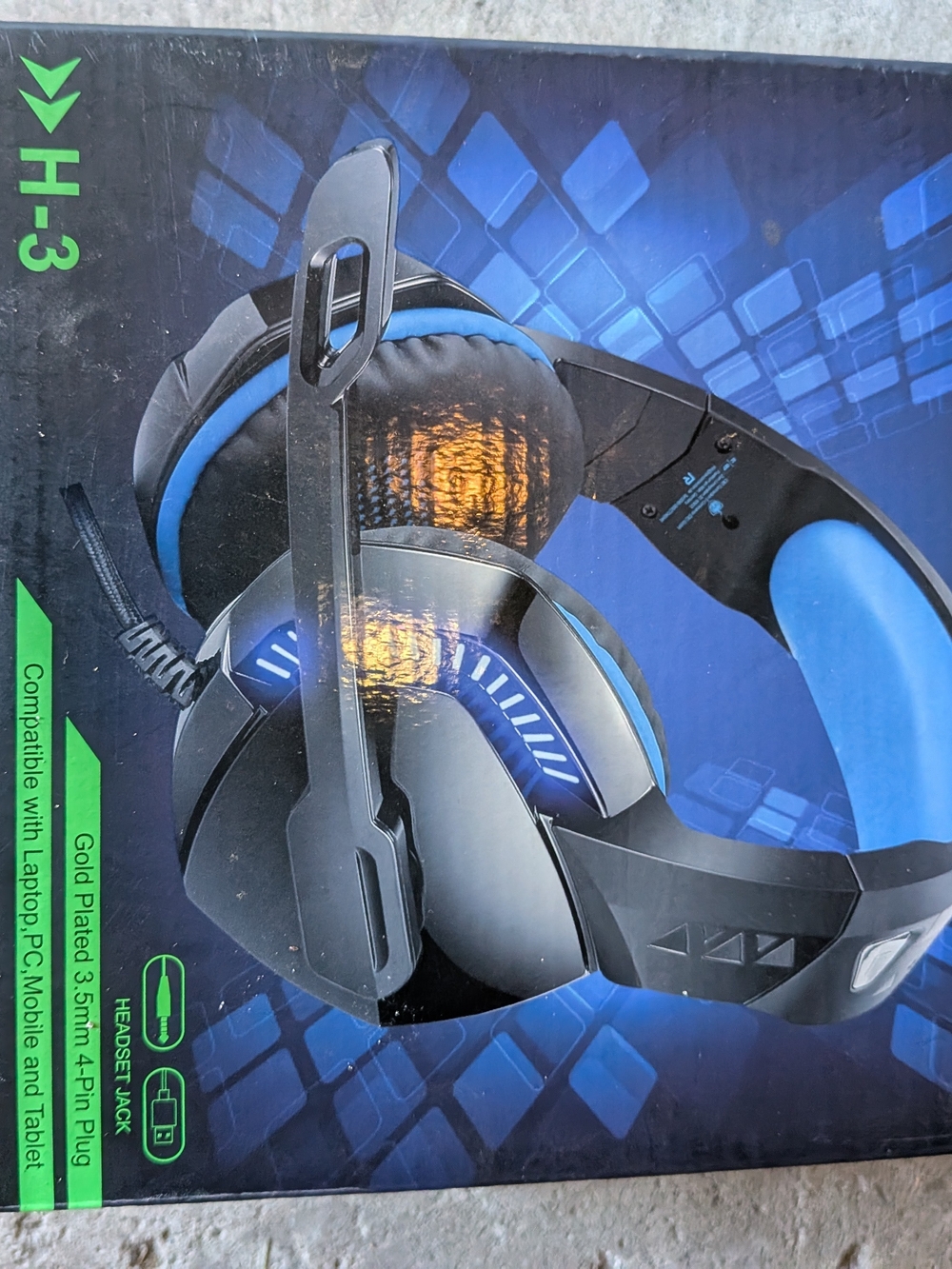 Blue and Black Gaming Headset with Mic